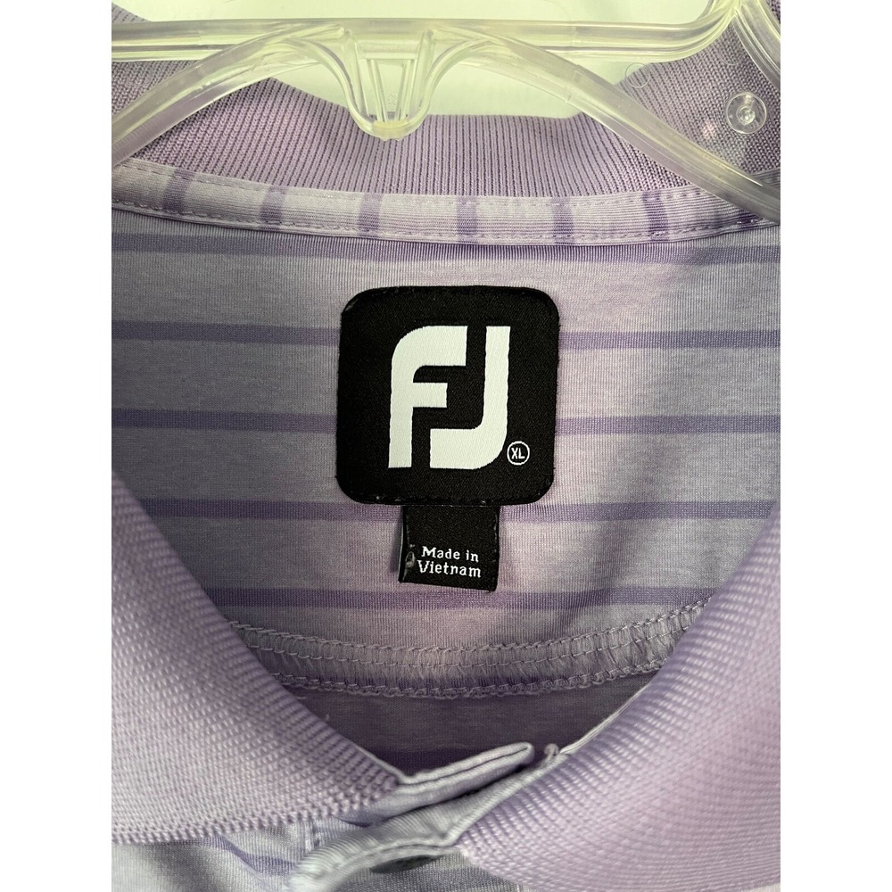 Footjoy Men's XL‎ Golf Polo Shirt Short Sleeve Lavender w/Purple Stripes Stretch - Picture 3 of 6
